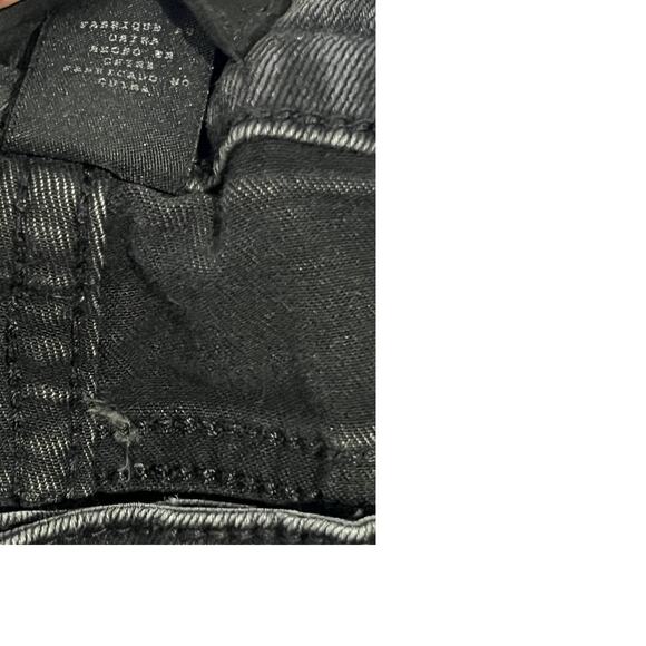 Fashion Black Slim Ribbed Zippered Jeans Streetwear 28x28 - Picture 3 of 5